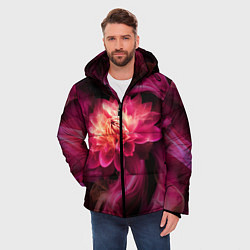 Куртка зимняя мужская Розовый цветок в огне - нейросеть, цвет: 3D-черный — фото 2