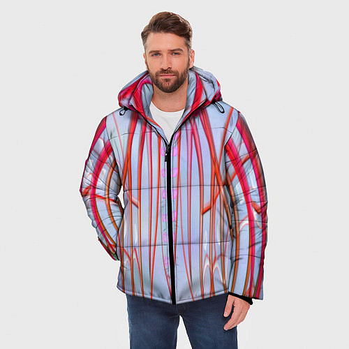 Мужская зимняя куртка Розовые прожилки / 3D-Красный – фото 3