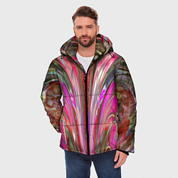 Куртка зимняя мужская Размытый узор с розовыми и серыми тонами, цвет: 3D-светло-серый — фото 2