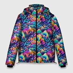 Куртка зимняя мужская Разноцветные причудливые волны, цвет: 3D-светло-серый