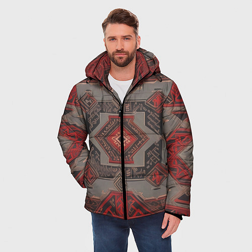 Мужская зимняя куртка Ковер в красных тонах / 3D-Красный – фото 3