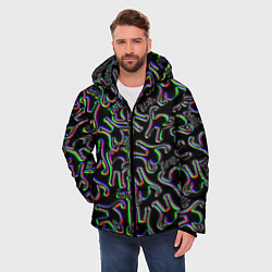 Куртка зимняя мужская Ъуъ съука глитч паттерн, цвет: 3D-черный — фото 2