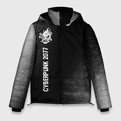 Куртка зимняя мужская Cyberpunk 2077 glitch на темном фоне: по-вертикали, цвет: 3D-черный