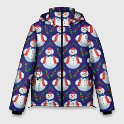 Куртка зимняя мужская Милые снеговики - зимний узор, цвет: 3D-красный