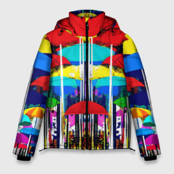 Мужская зимняя куртка Mirror pattern of umbrellas - pop art