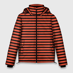 Куртка зимняя мужская Полосатый красно-оранжевый и чёрный, цвет: 3D-черный