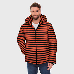 Куртка зимняя мужская Полосатый красно-оранжевый и чёрный, цвет: 3D-черный — фото 2