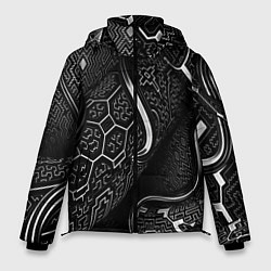 Куртка зимняя мужская Чёрно-белая орнамент, цвет: 3D-черный