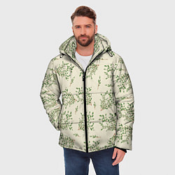 Куртка зимняя мужская Веточки с зелеными листьями, цвет: 3D-черный — фото 2