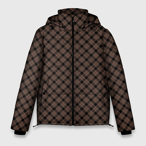 Мужская зимняя куртка Коричневый клетчатый узор / 3D-Светло-серый – фото 1