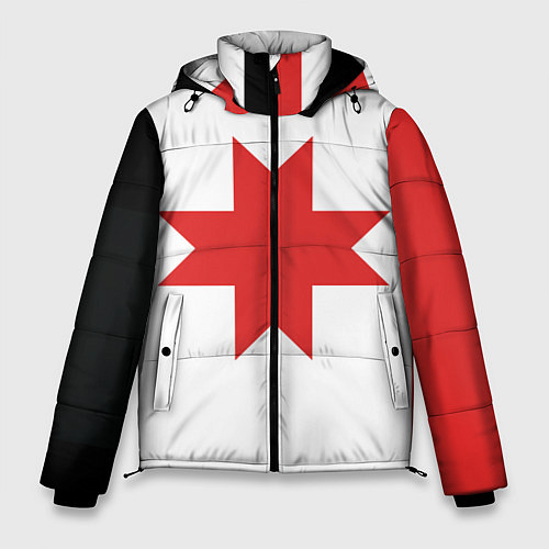 Мужская зимняя куртка Флаг Удмуртии / 3D-Светло-серый – фото 1