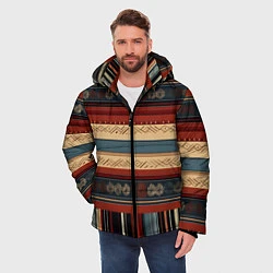 Куртка зимняя мужская Этнический принт в полоску, цвет: 3D-красный — фото 2