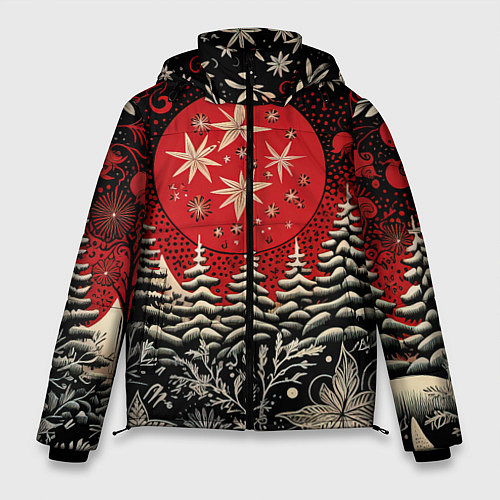 Мужская зимняя куртка Новогодний лес / 3D-Светло-серый – фото 1