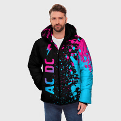 Куртка зимняя мужская AC DC - neon gradient по-вертикали, цвет: 3D-черный — фото 2