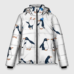Куртка зимняя мужская Семейство пингвинов на прогулке, цвет: 3D-светло-серый