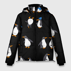 Куртка зимняя мужская Веселая семья пингвинов, цвет: 3D-красный