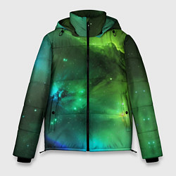 Куртка зимняя мужская Бескрайний космос зелёный, цвет: 3D-черный