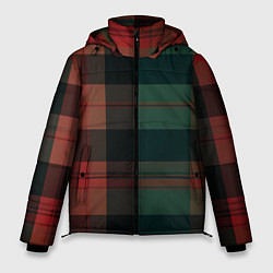 Куртка зимняя мужская Зелёно-красная шотландская клетка, цвет: 3D-черный