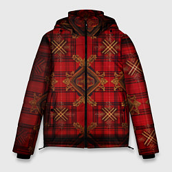 Куртка зимняя мужская Красная шотландская клетка royal stewart, цвет: 3D-красный