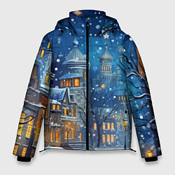Куртка зимняя мужская Новогоднее настроение город, цвет: 3D-красный