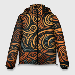 Куртка зимняя мужская Узор в викингском стиле, цвет: 3D-черный