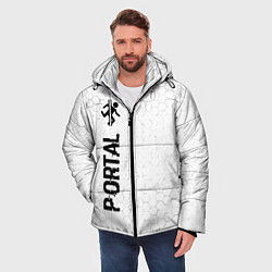 Куртка зимняя мужская Portal glitch на светлом фоне по-вертикали, цвет: 3D-черный — фото 2