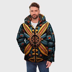 Куртка зимняя мужская Орнамент в стиле африканских племён, цвет: 3D-черный — фото 2