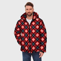 Куртка зимняя мужская Разноцветные квадраты, цвет: 3D-черный — фото 2