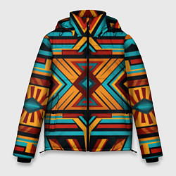 Куртка зимняя мужская Геометрический узор с этическом стиле, цвет: 3D-черный
