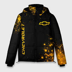 Куртка зимняя мужская Chevrolet - gold gradient вертикально, цвет: 3D-черный