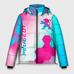 Куртка зимняя мужская Peugeot neon gradient style вертикально, цвет: 3D-черный