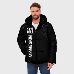 Куртка зимняя мужская Maneskin glitch на темном фоне по-вертикали, цвет: 3D-черный — фото 2