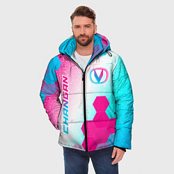 Куртка зимняя мужская Changan neon gradient style вертикально, цвет: 3D-черный — фото 2