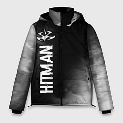 Куртка зимняя мужская Hitman glitch на темном фоне по-вертикали, цвет: 3D-черный