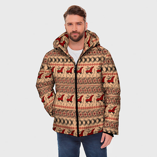 Мужская зимняя куртка Мезенские олени / 3D-Красный – фото 3