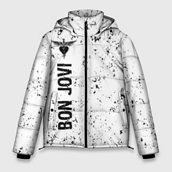 Куртка зимняя мужская Bon Jovi glitch на светлом фоне по-вертикали, цвет: 3D-черный