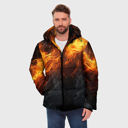 Мужская зимняя куртка Огонь и дым / 3D-Красный – фото 3