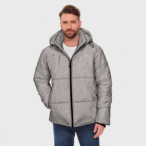 Мужская зимняя куртка Текстура серо-бежевый однотонный / 3D-Светло-серый – фото 3