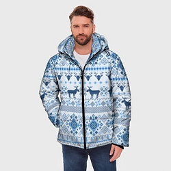 Куртка зимняя мужская Blue sweater with reindeer, цвет: 3D-светло-серый — фото 2