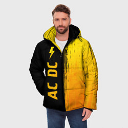Куртка зимняя мужская AC DC - gold gradient по-вертикали, цвет: 3D-черный — фото 2