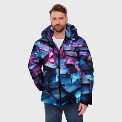 Куртка зимняя мужская Стеклянные прозрачные камушки, цвет: 3D-красный — фото 2