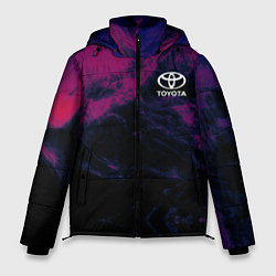 Куртка зимняя мужская Тойота на фоне сиреневого дыма, цвет: 3D-черный