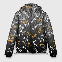 Куртка зимняя мужская Стрекозы поверх графики, цвет: 3D-черный