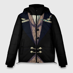 Куртка зимняя мужская Фрак тёмный с цепочками и брошью, цвет: 3D-светло-серый
