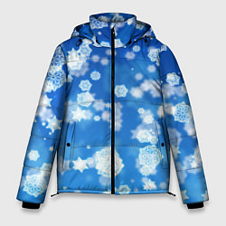 Куртка зимняя мужская Декоративные снежинки на синем, цвет: 3D-светло-серый