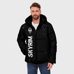 Куртка зимняя мужская Skyrim glitch на темном фоне по-вертикали, цвет: 3D-черный — фото 2