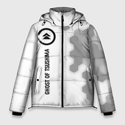Куртка зимняя мужская Ghost of Tsushima glitch на светлом фоне по-вертик, цвет: 3D-черный