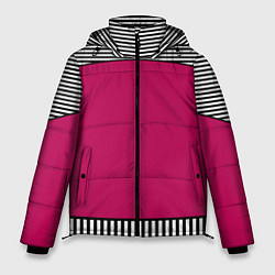 Куртка зимняя мужская Узор из красного и черно-белых полос, цвет: 3D-черный