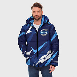Куртка зимняя мужская Вольво - синяя абстракция, цвет: 3D-светло-серый — фото 2