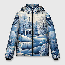 Куртка зимняя мужская Пушистые завитки, цвет: 3D-черный